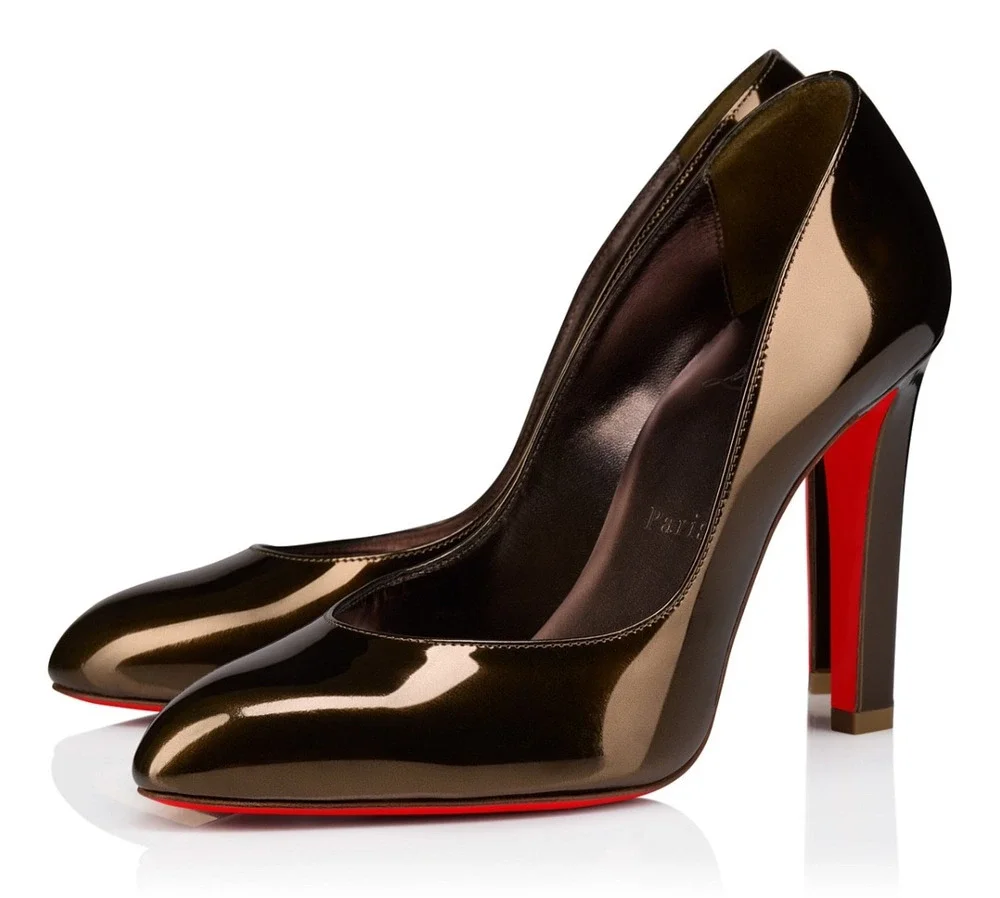 Christian Louboutin Fannylove 100 Bronzo Brown Metallic Leather Heel Pump 40.5